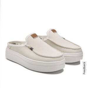Hey Dude Women's Cream Slip-On Mules